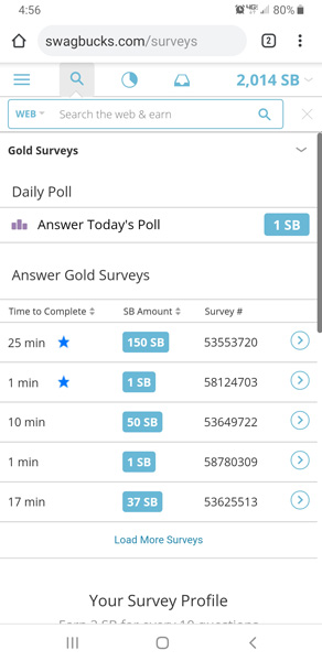 Swagbucks main page